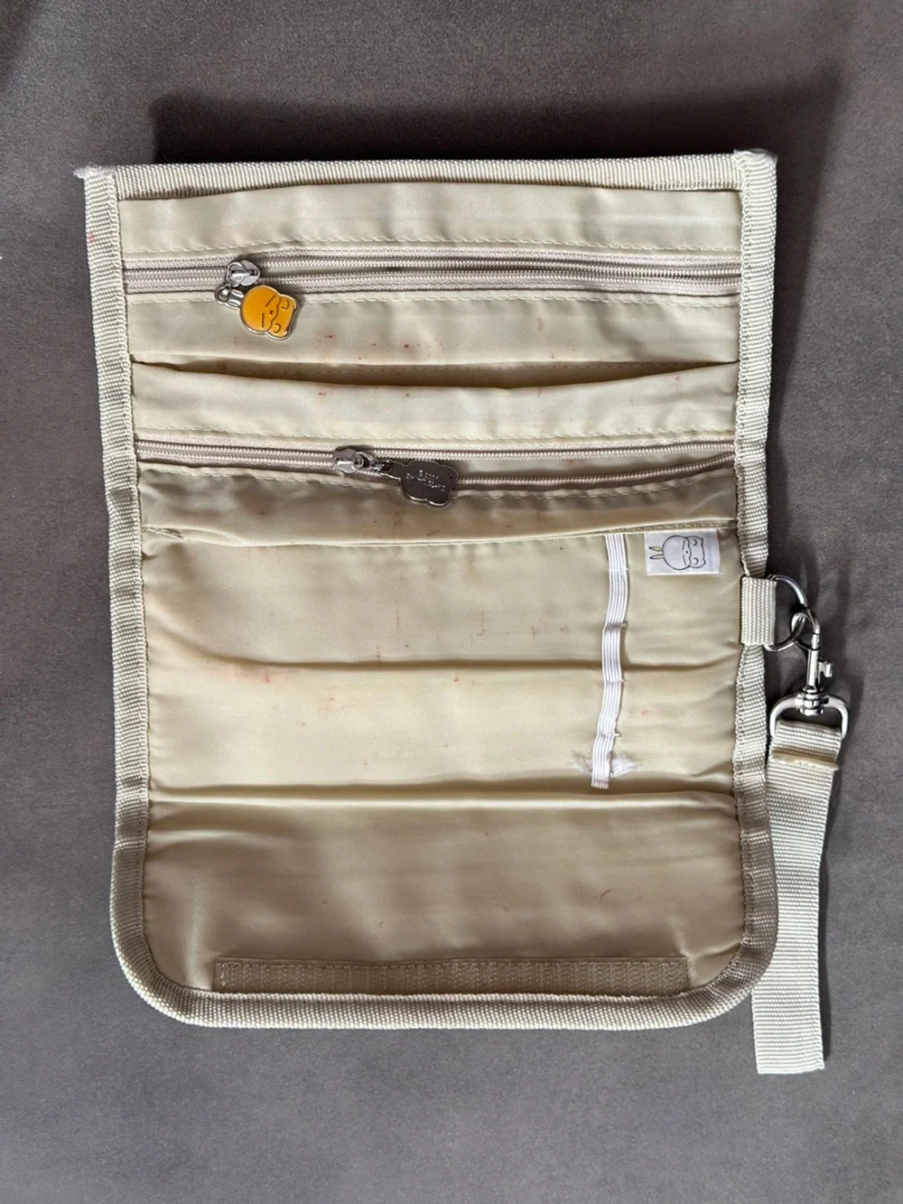 Mashi Maro Japan Beige Wristlet Wallet Makeup Bag